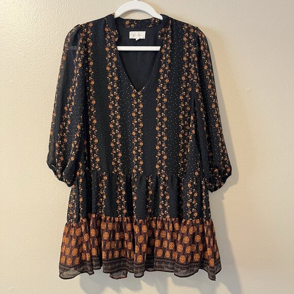 Mello Day Tops - Women’s Blouse Dark Floral Romantic Fairy Whimsigoth Top Peasant Boho Cottage M